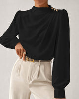 Susan - Elegante Bluse mit Lockerem Schnitt in Schwarz