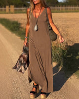 Riley - Lockeres Maxikleid in Braun
