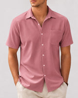Freddy - Lässiges Kurzarmhemd in Rosa