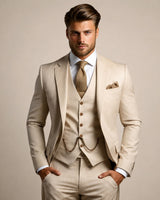 Godfrey - Formeller Dreiteiliger Anzug in Khaki