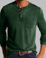 Dalton - Langarm-Henley-Shirt in Grün