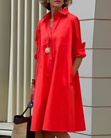 Alissa - Bequemes und lockeres Midikleid für Damen in Rot