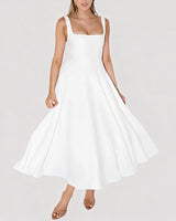 Blair - Schlichtes Einfaches Midikleid in Weiß