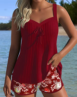 Amira - Stilvoller Gestreifter Tankini in Rot