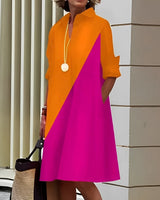 Alissa - Bequemes und lockeres Midikleid für Damen in Orange/Rosa