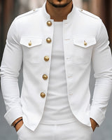Leighton - Lässige Klassische Knopfjacke in Weiß
