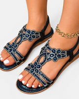 Louis - Stilvolle Keilsandalen mit Blumenmuster in Blau