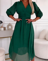 Greta - Elegantes, bequemes Kleid in Grün