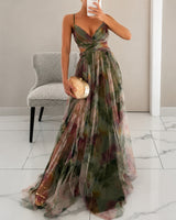 Michelle - Florales Maxikleid in Grün