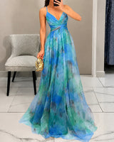 Michelle - Florales Maxikleid in Blau