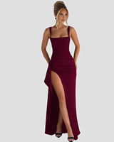 Kelly - Elegantes Maxikleid mit hohem Schlitz in Weinrot