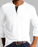 Dalton - Langarm-Henley-Shirt in Weiß