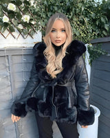 Paz - Eleganter, warmer, dicker Mantel in Schwarz