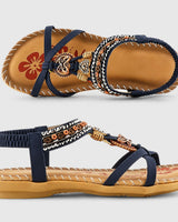 Eleanor - Stilvolle Flache Sandalen mit Strass in Blau