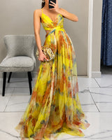 Michelle - Florales Maxikleid in Gelb