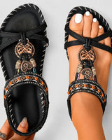 Eleanor - Stilvolle Flache Sandalen mit Strass in Schwarz