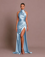 Elle - Elegantes langes Kleid in Blau