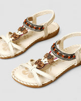 Eleanor - Stilvolle Flache Sandalen mit Strass in Weiß