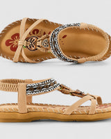 Eleanor - Stilvolle Flache Sandalen mit Strass in Beige