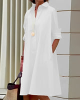 Alissa - Bequemes und lockeres Midikleid für Damen in Weiß