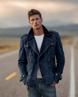 Marv - Stilvolle Zweireihige Jacke in Blau