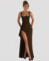 Kelly - Elegantes Maxikleid mit hohem Schlitz in Braun