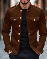 Leighton - Lässige Klassische Knopfjacke in Braun
