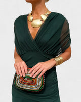 Bernice - Elegantes Gerafftes Maxikleid in Grün