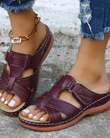 Elouise - Bequeme Sandalen mit verstellbaren Riemen in Weinrot