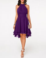 Kristina - Elegantes Kurzes Neckholderkleid in Lila