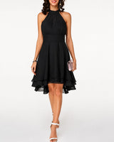 Kristina - Elegantes Kurzes Neckholderkleid in Schwarz