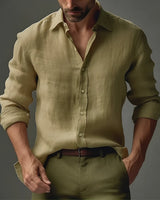 Tobias - Lockeres Langarmhemd in Khaki