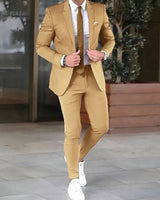 Zion - Formeller Slim Fit Anzug in Gelb