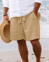 Simone - Lässige Gestreifte Badeshorts in Khaki