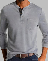 Dalton - Langarm-Henley-Shirt in Grau