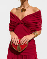 Bernice - Elegantes Gerafftes Maxikleid in Rot