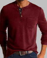 Dalton - Langarm-Henley-Shirt in Rot