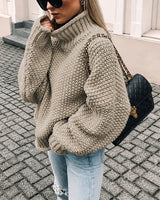 Vale - Lässiges, einfaches Rollkragen-Shirt in Khaki