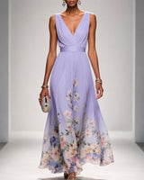 Tanisha - Florales Chiffon-Maxikleid in Lila
