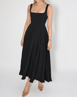 Blair - Schlichtes Einfaches Midikleid in Schwarz