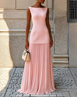 Alice - Elegantes Ärmelloses Schlankes Maxikleid in Rosa