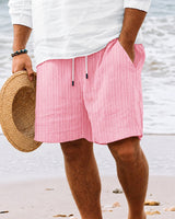 Simone - Lässige Gestreifte Badeshorts in Rosa