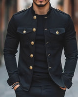 Leighton - Lässige Klassische Knopfjacke in Schwarz
