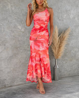Tiffany - Geblümtes Midikleid in Rot