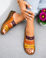 Christina - Bunte Freizeitsandalen in Braun