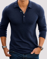 Jack - Lässiges Langarm-Polohemd in Blau