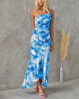 Tiffany - Geblümtes Midikleid in Blau