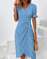 Gabriella - Stilvolles, unregelmäßiges Blumenkleid in Blau