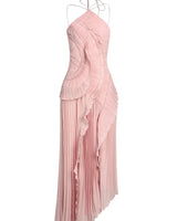Sancia - Gestuftes Midikleid mit Rüschen in Rosa