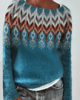 Andrea | Damen-Winter-Weihnachtspullover mit nordischem Muster in Hellblau
